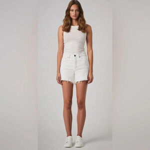 Nwt edyson Delon High Rise WHITE denim cutoff shorts 28 32